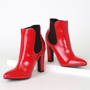 Red PU Heeled Go-go Boots